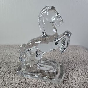 Vintage LE Smith Glass Clear Rearing Horse